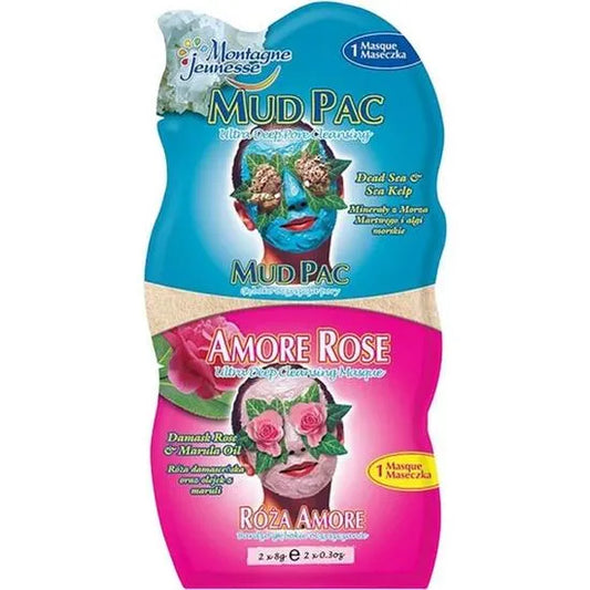 7th Heaven Mud Pac/Amore Rose Duo Masques 2 x 8ml (12 Qty)