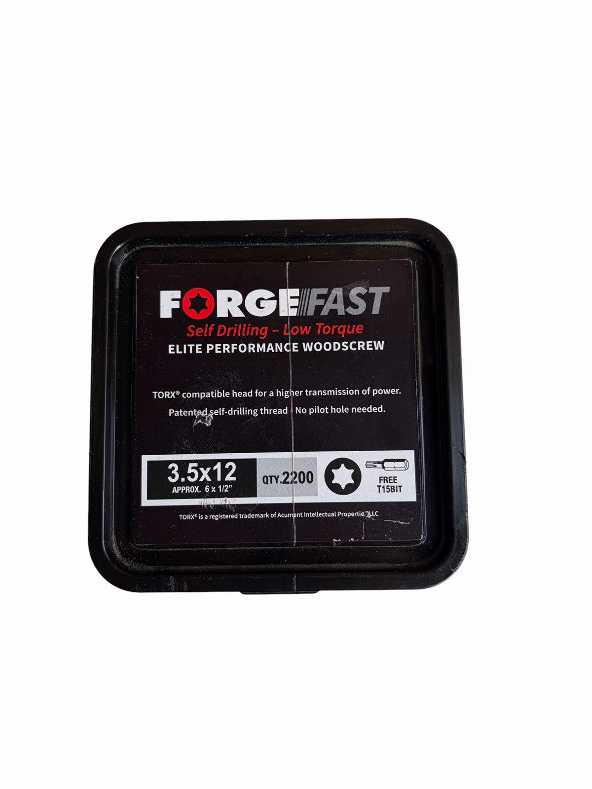 Self Drilling W/Screw ForgeFast Torx Comp ZY 3.5x12 Tub Qty 2200