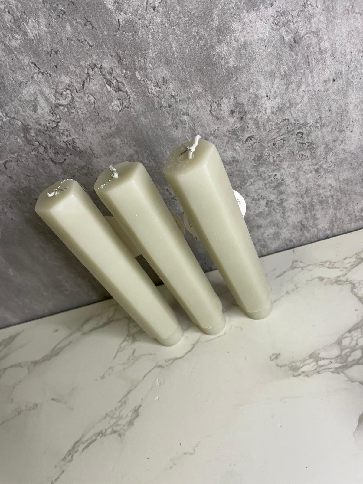 Chickidee Vesta Tapered Candles Stone Colour Set Of 3 Hint Of Vanilla