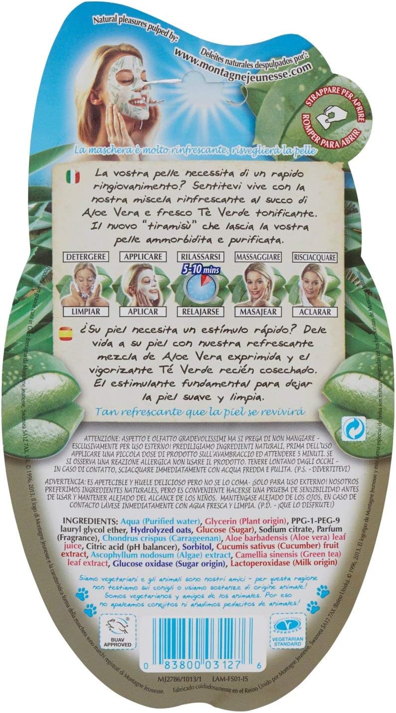 Montagne Jennesse Spa Facciale Aloe Vera Face Mask (12 Qty)