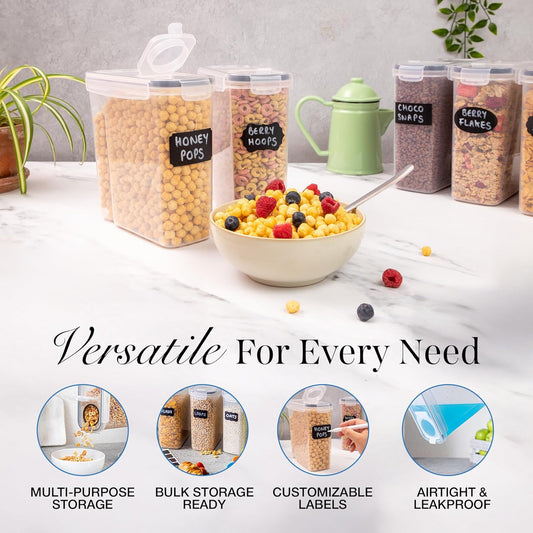 Cereal Storage Containers – 3Pcs Set Plastic Food Storage Containers – Practical Cereal Dispenser – Food Grade and BPA Free