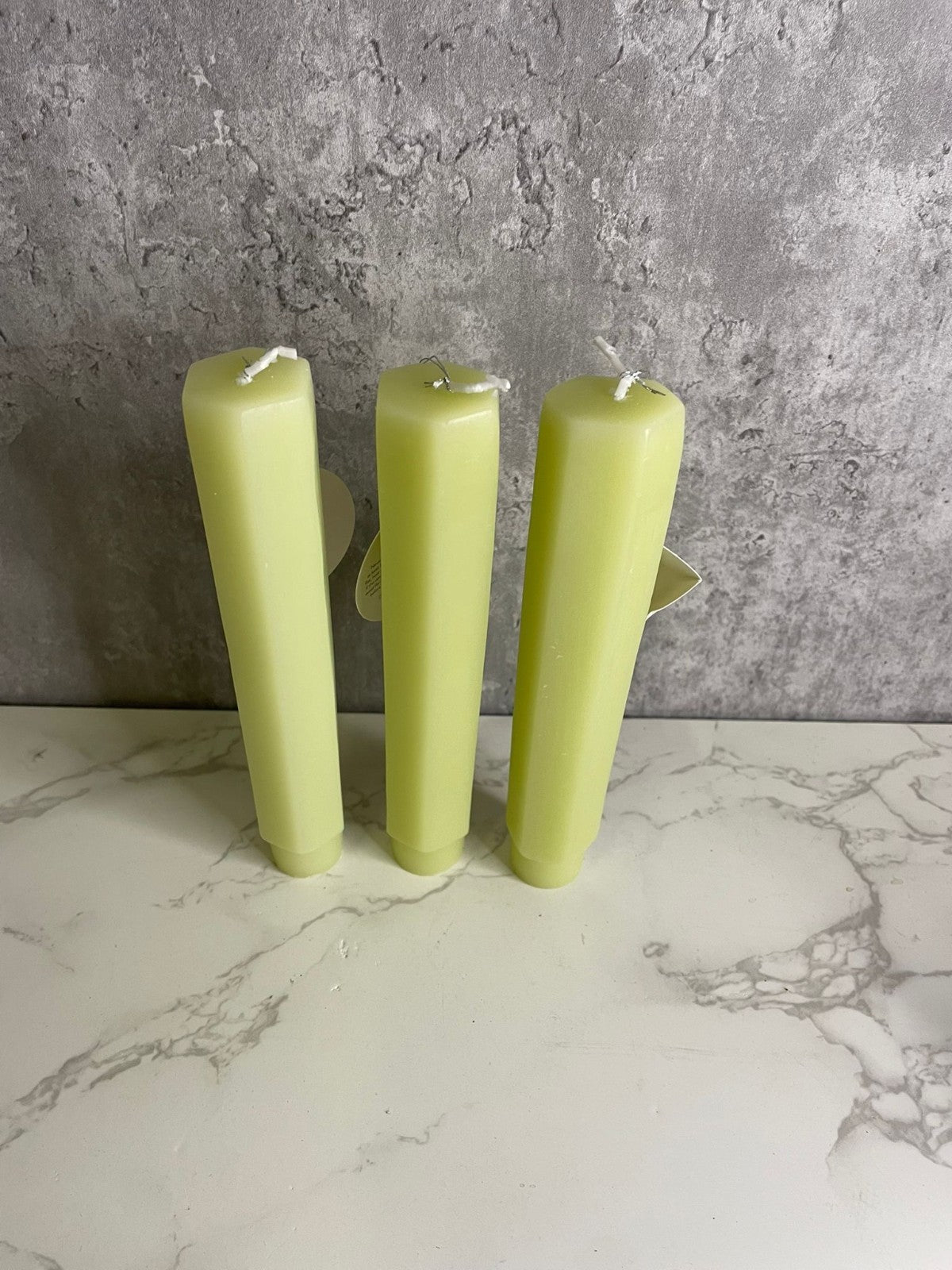 Chickidee Vesta Tapered Candles Olive Colour Set Of 3 Hint Of Vanilla