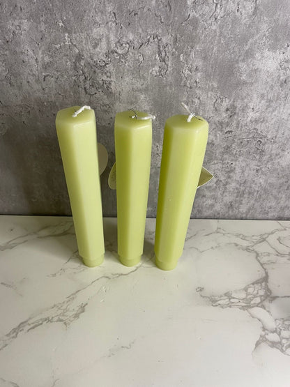Chickidee Vesta Tapered Candles Olive Colour Set Of 3 Hint Of Vanilla