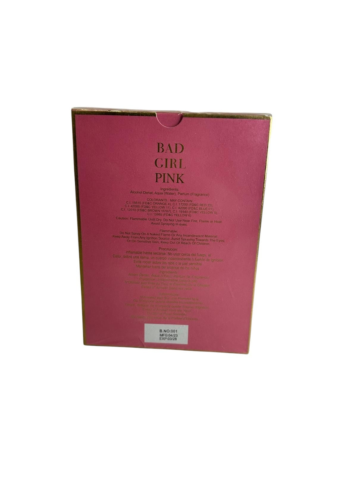 Bad Girl Pink Eau De Parfum 100ml Womens Fragrance 