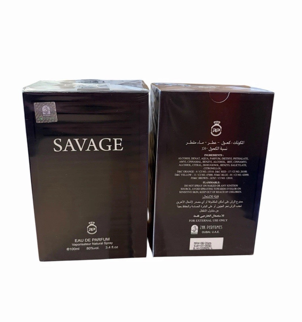 2 x Savage Men's Aftershave 100ml Eau De Parfum Gift For Men Fragrance (200ml)