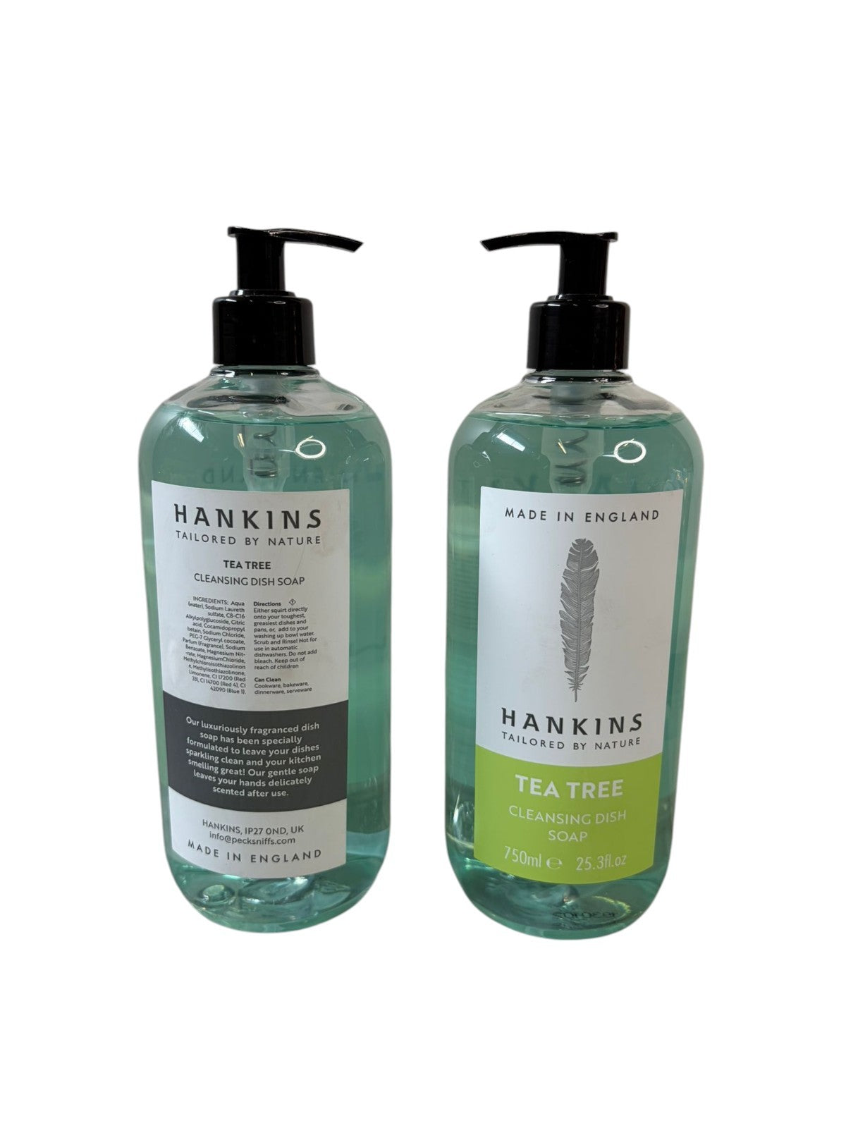 Hankins Pecksniffs Tea Tree Cleansing Dish Soap X2 750ml (1500ml) Household
