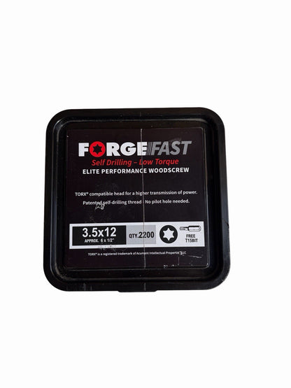  Self Drilling W/Screw ForgeFast Torx Comp ZY 3.5x12 Tub Qty 2200