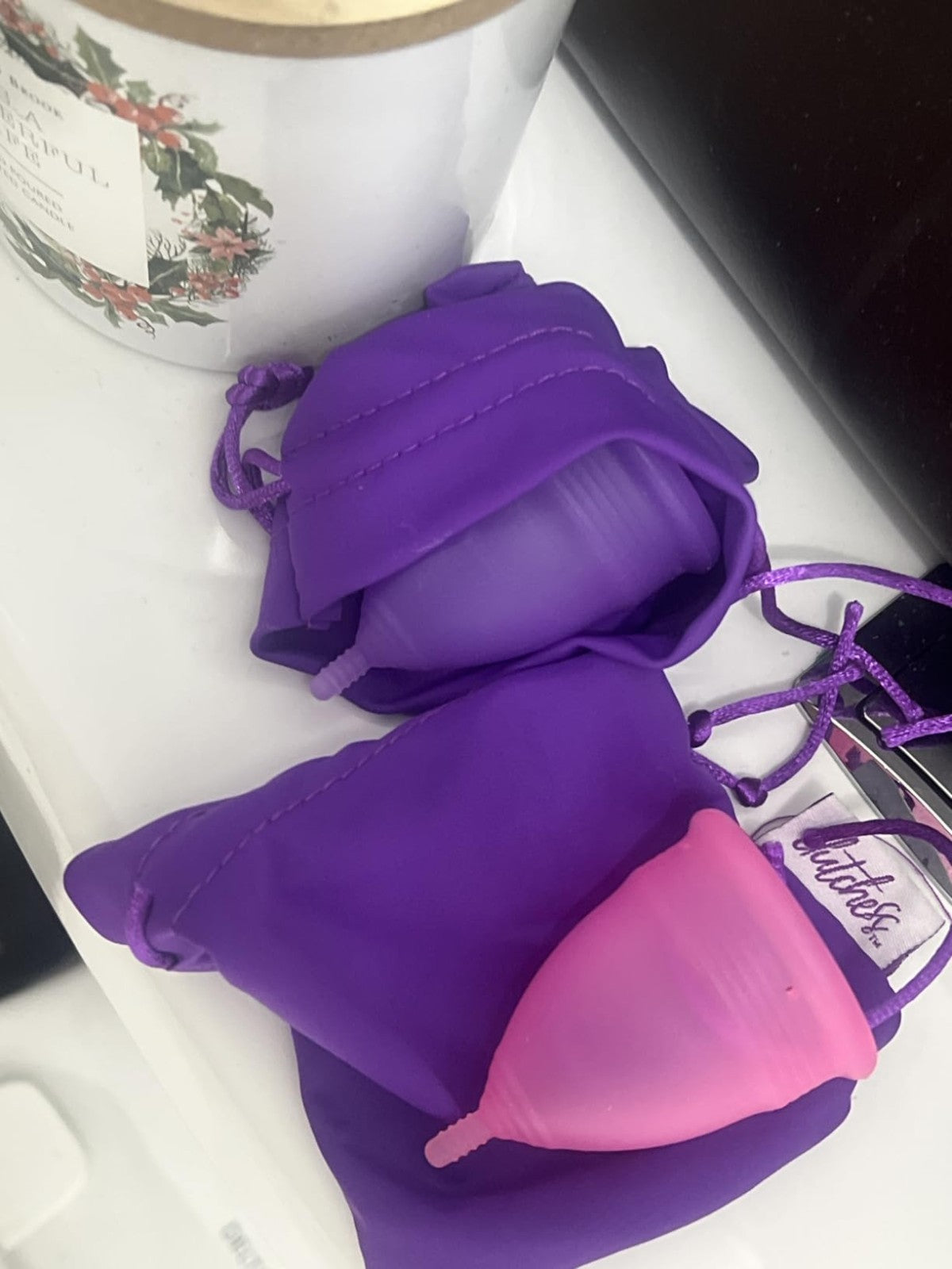 4 Small Menstrual Cups & Case Medical Grade Soft Silicone Moon Period Reusable