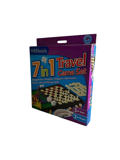 7In1 Travel Game Set Backgammon Draughts Ludo Cards Chess Dominoes Chequers 5+
