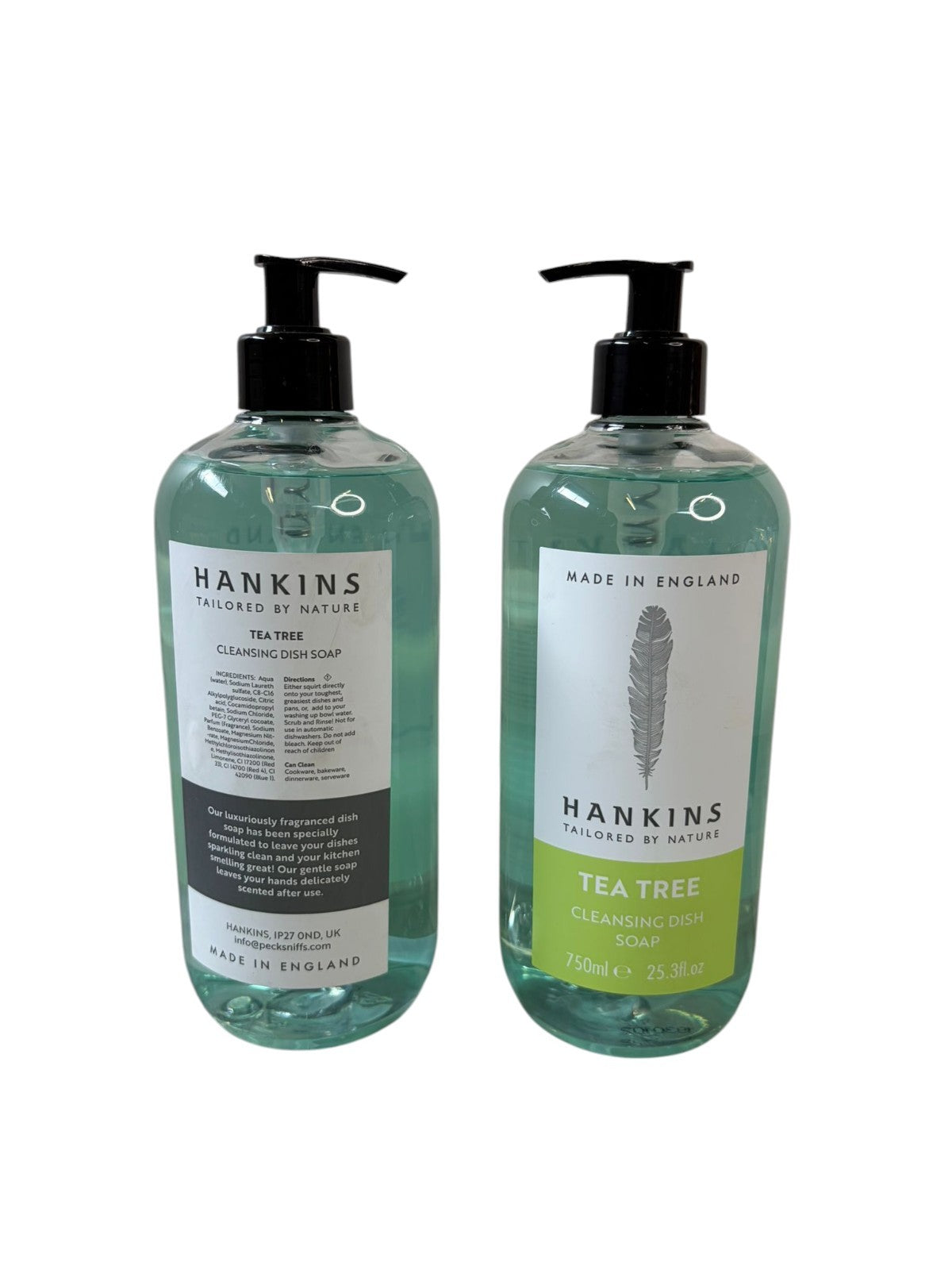Hankins Pecksniffs Tea Tree Cleansing Dish Soap X2 750ml (1500ml) Household