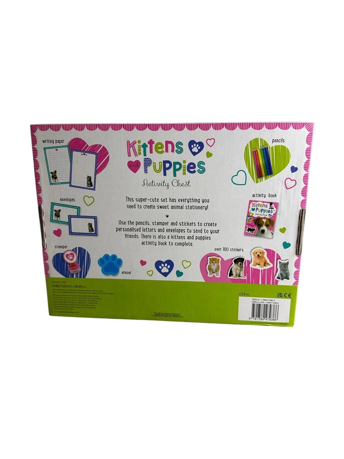 Kittens And Puppies Activity Chest, Over 100 Stickers, Eraser, Stamper, Envelope