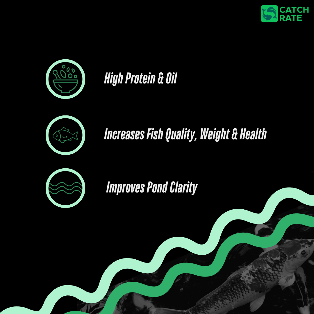 Koi Carp Sinking Fish Food Pellets, 6mm, High Oil, Growth 32% Protein Halibut