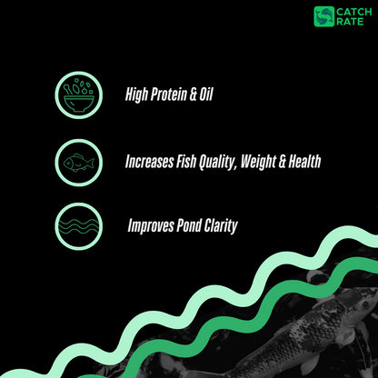 Koi Carp Sinking Fish Food Pellets, 6mm, High Oil, Growth 32% Protein Halibut