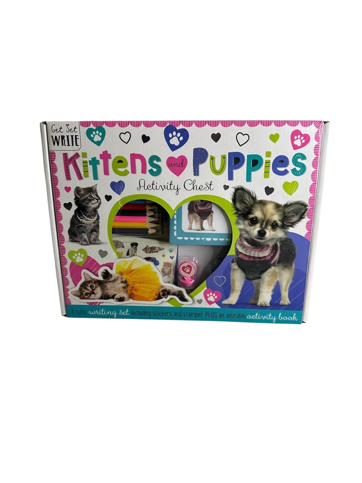 Kittens And Puppies Activity Chest, Over 100 Stickers, Eraser, Stamper, Envelope