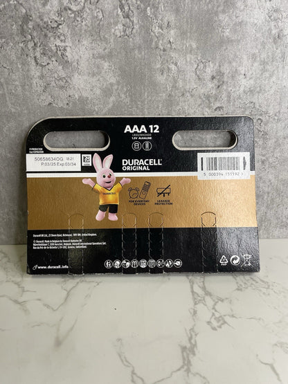 Duracell Original AAA 12pack 10 Years Expiry 2035