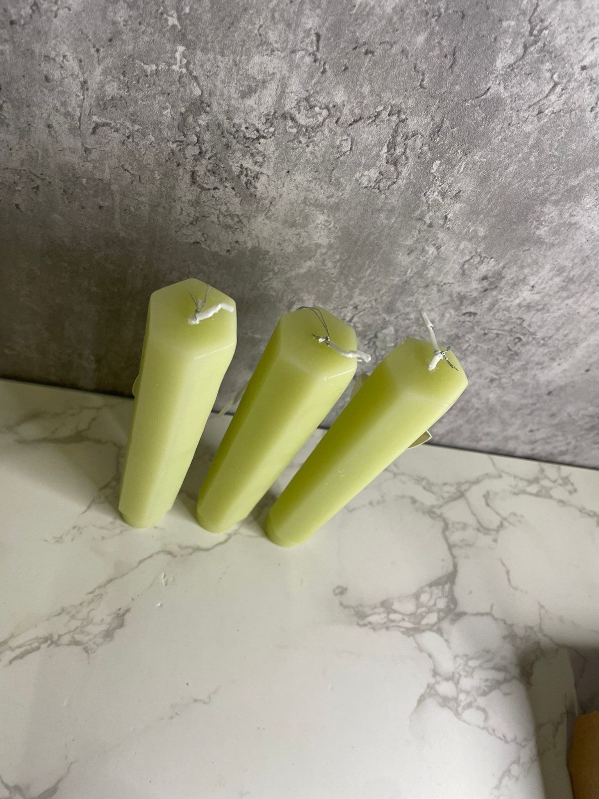Chickidee Vesta Tapered Candles Olive Colour Set Of 3 Hint Of Vanilla
