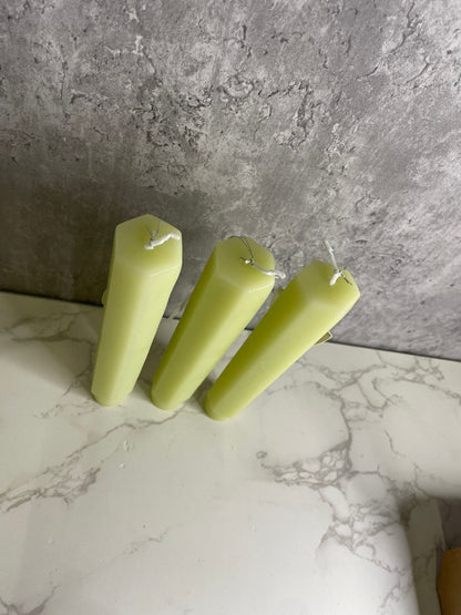 Chickidee Vesta Tapered Candles Olive Colour Set Of 3 Hint Of Vanilla