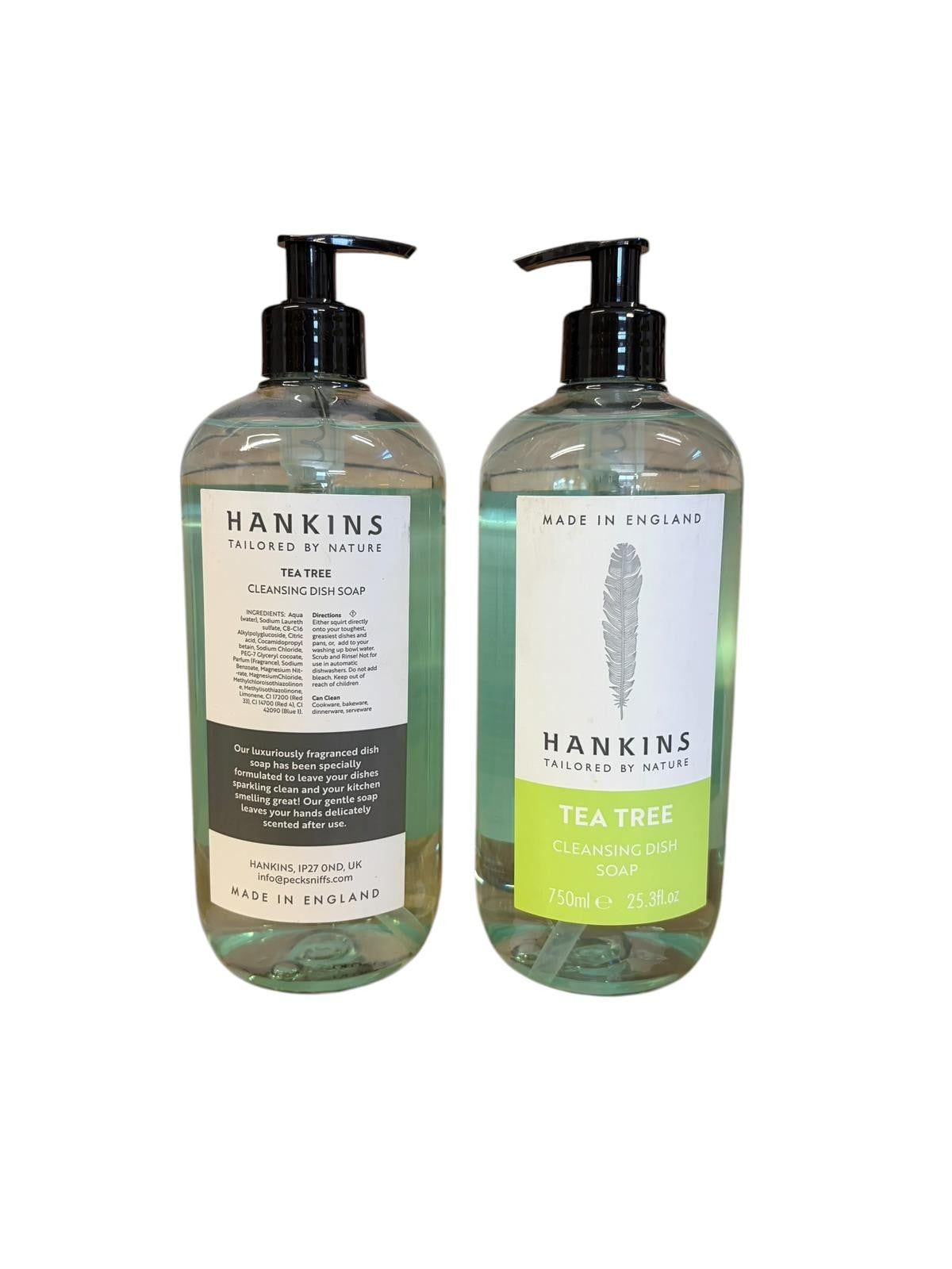 Dish Soap X2 750ml Hankins By Pecksniffs Tea Tree Cleansing Cleaning Household
