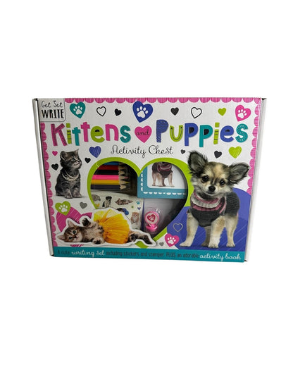 Kittens And Puppies Activity Chest, Over 100 Stickers, Eraser, Stamper, Envelope