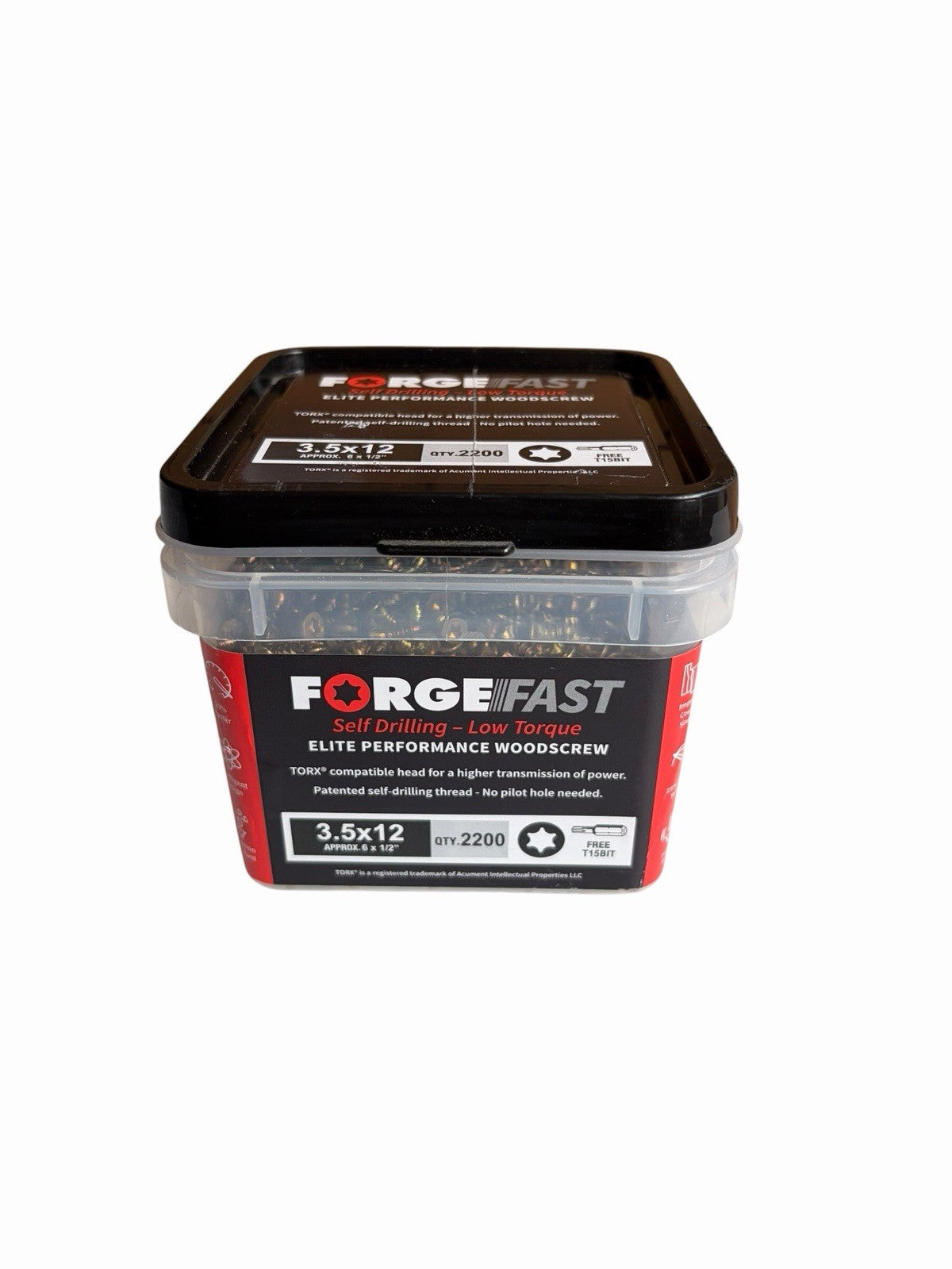  Self Drilling W/Screw ForgeFast Torx Comp ZY 3.5x12 Tub Qty 2200