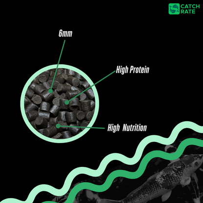 Koi Carp Sinking Fish Food Pellets, 6mm, High Oil, Growth 32% Protein Halibut