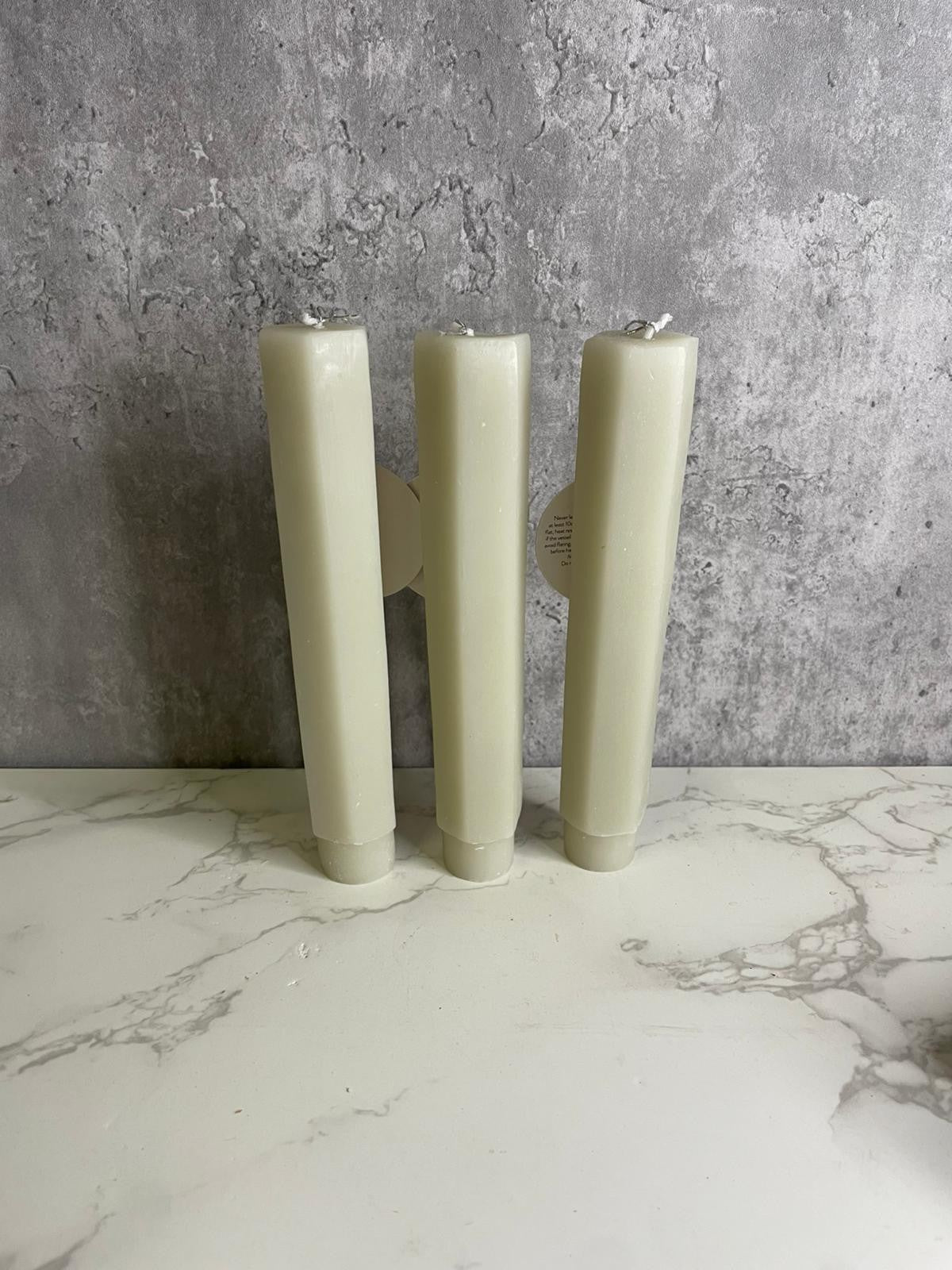 Chickidee Vesta Tapered Candles Stone Colour Set Of 3 Hint Of Vanilla 