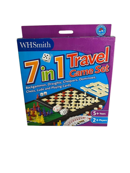 7In1 Travel Game Set Backgammon Draughts Ludo Cards Chess Dominoes Chequers 5+