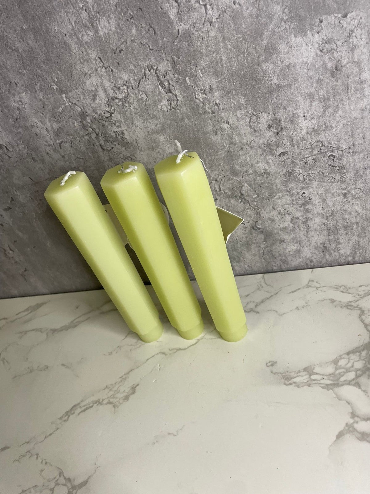 Chickidee Vesta Tapered Candles Olive Colour Set Of 3 Hint Of Vanilla