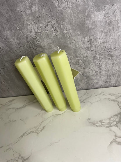 Chickidee Vesta Tapered Candles Olive Colour Set Of 3 Hint Of Vanilla