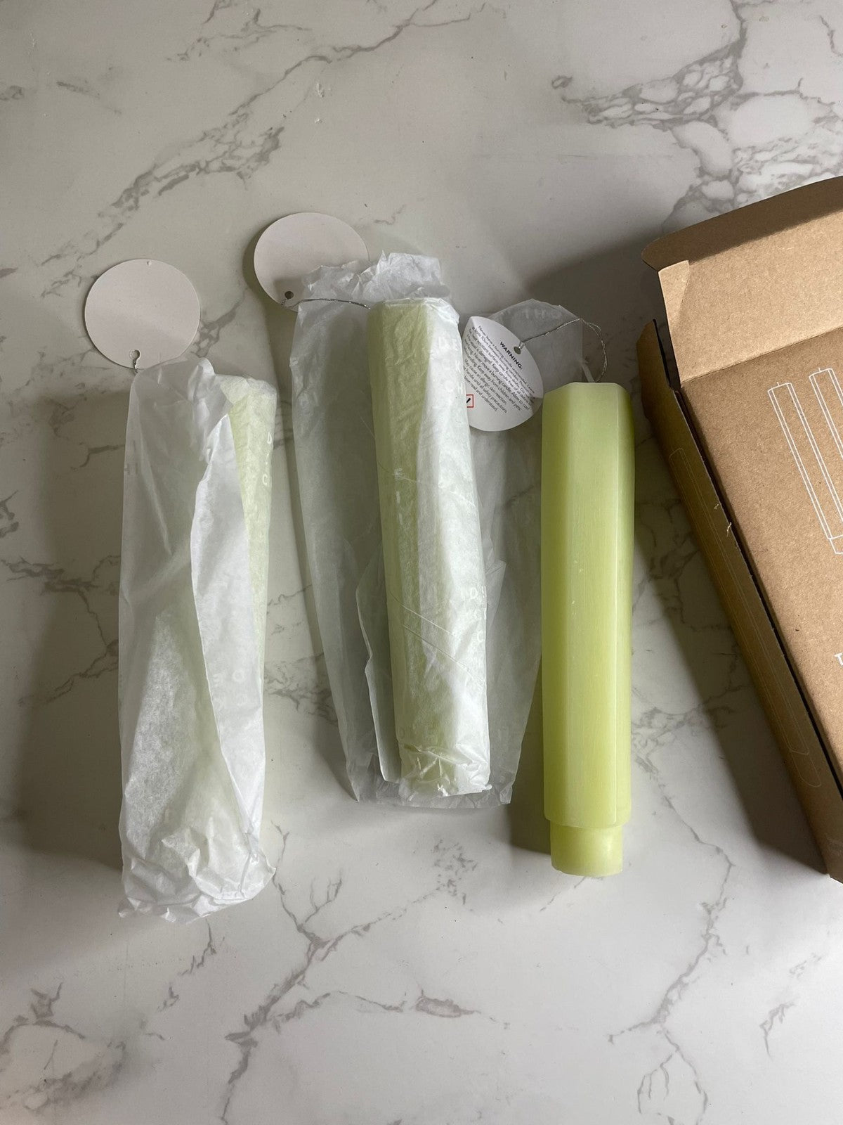 Chickidee Vesta Tapered Candles Olive Colour Set Of 3 Hint Of Vanilla