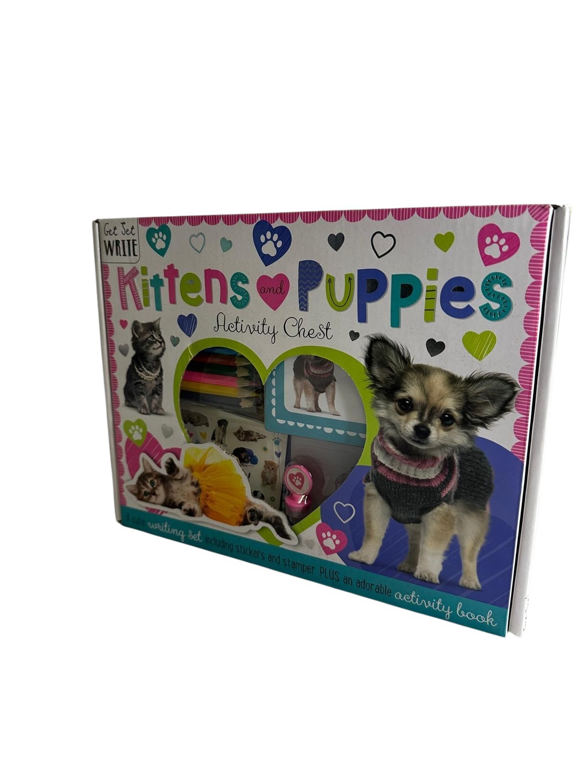 Kittens And Puppies Activity Chest, Over 100 Stickers, Eraser, Stamper, Envelope