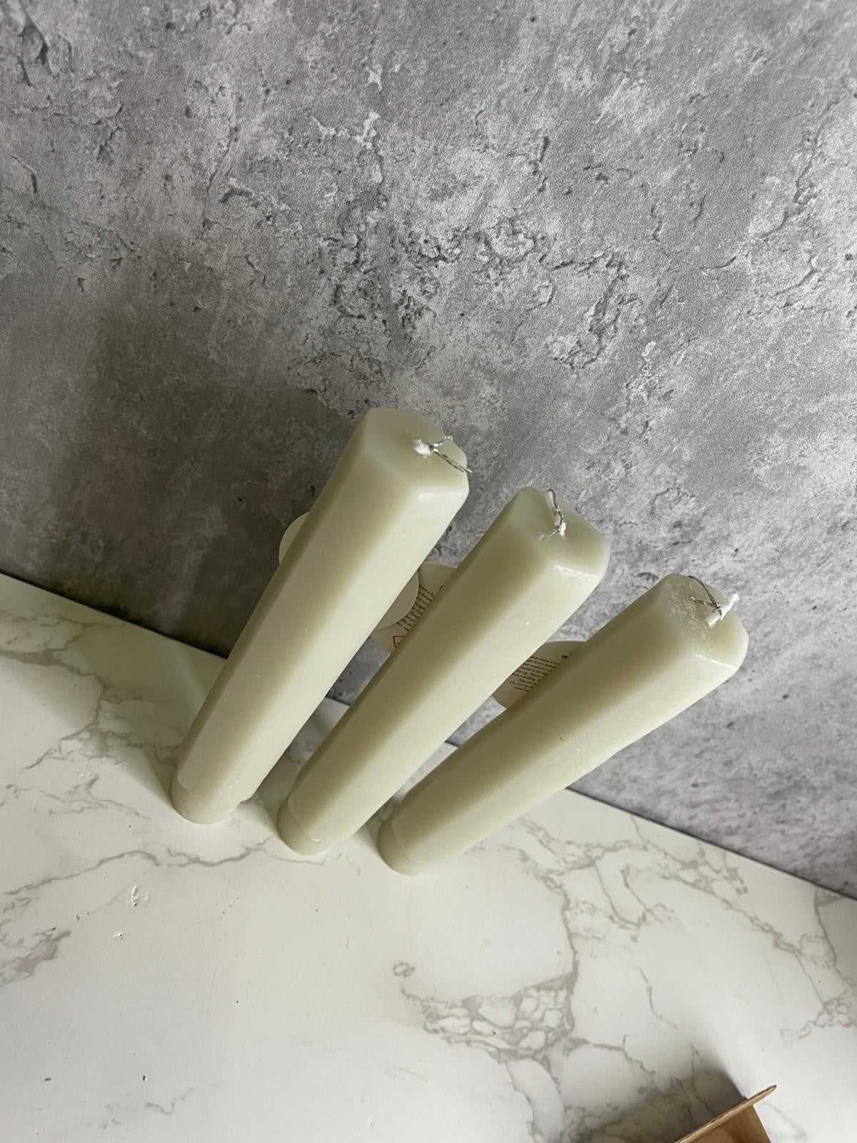 Chickidee Vesta Tapered Candles Stone Colour Set Of 3 Hint Of Vanilla 