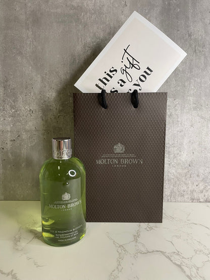 Molton Brown Bath And Shower Gel 300ml Lily And Magnolia Blossom With Gift Bag 