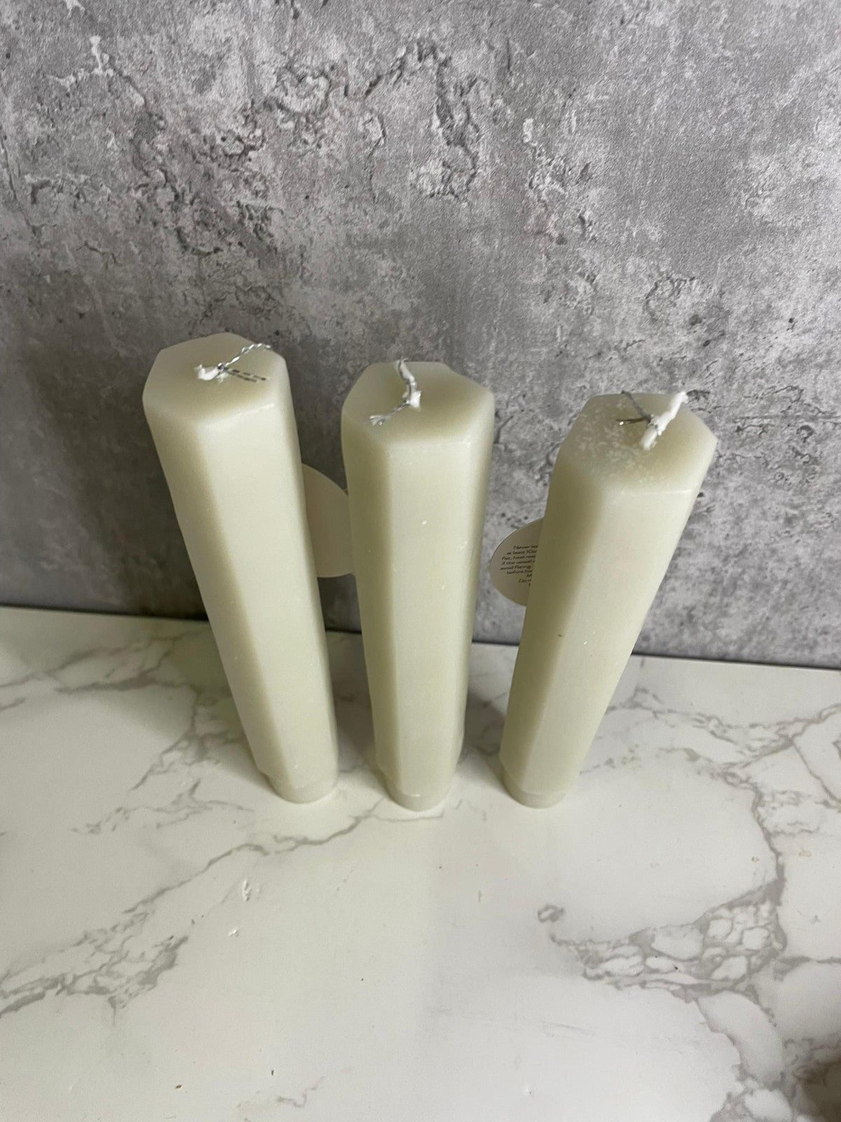 Chickidee Vesta Tapered Candles Stone Colour Set Of 3 Hint Of Vanilla 