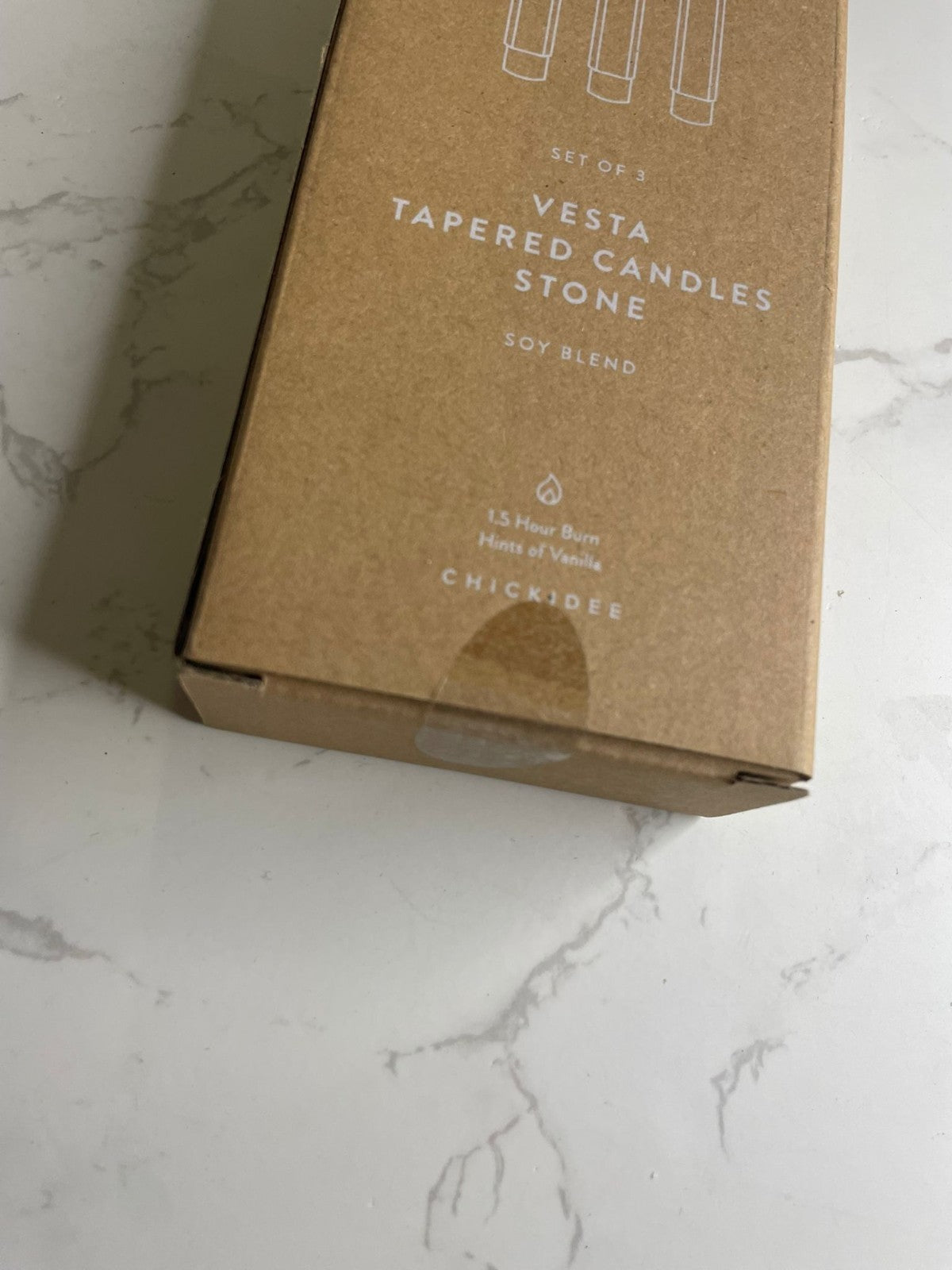 Chickidee Vesta Tapered Candles Stone Colour Set Of 3 Hint Of Vanilla 