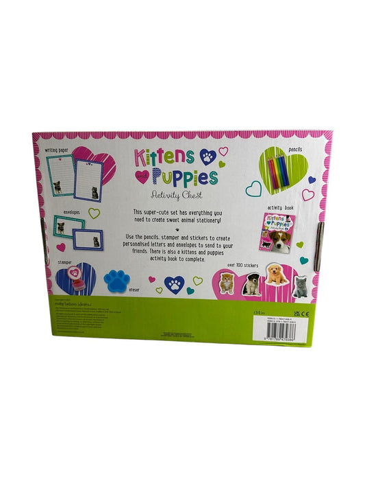 Kittens And Puppies Activity Chest, Over 100 Stickers, Eraser, Stamper, Envelope