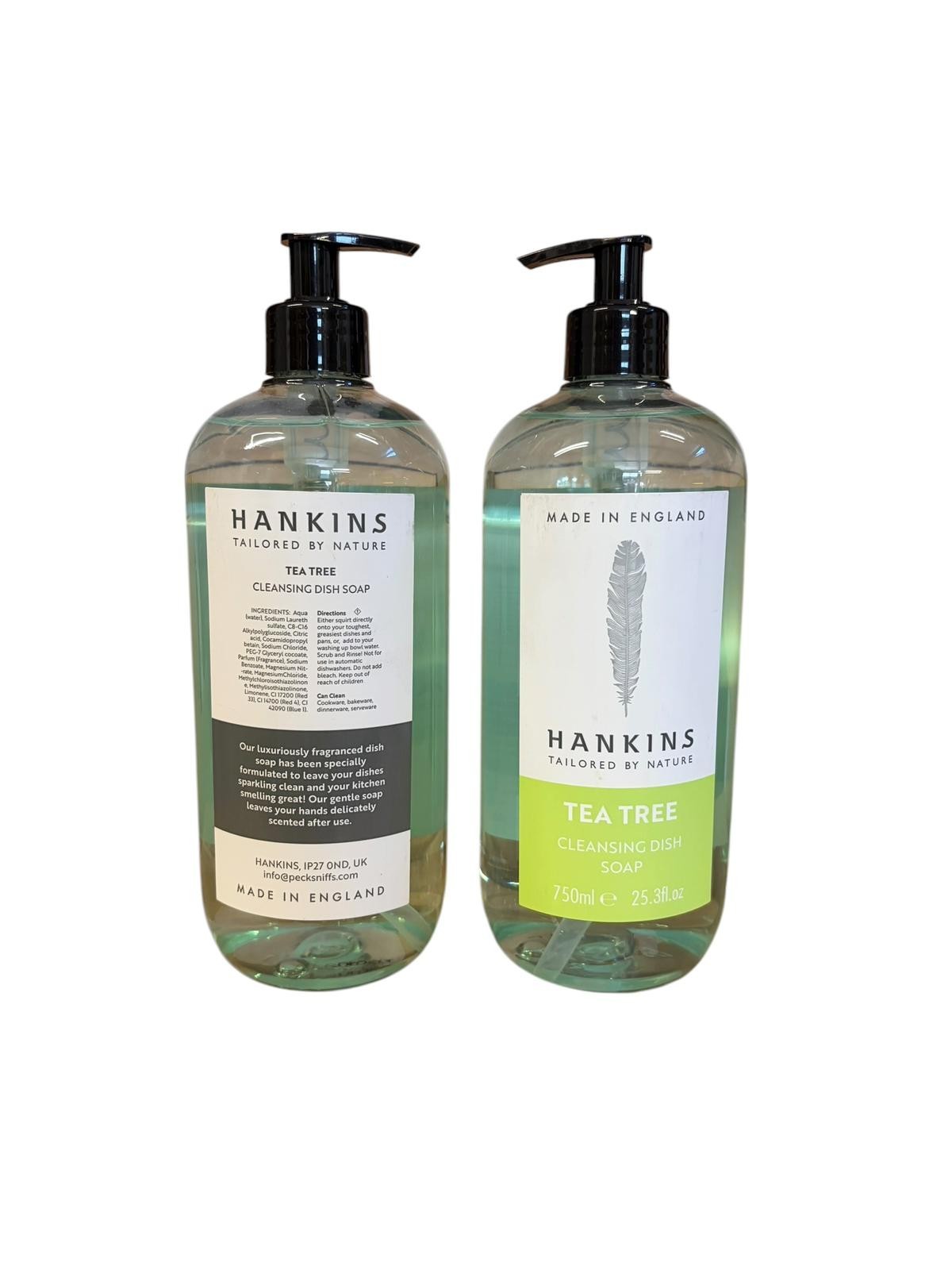 Dish Soap X2 750ml Hankins By Pecksniffs Tea Tree Cleansing Cleaning Household