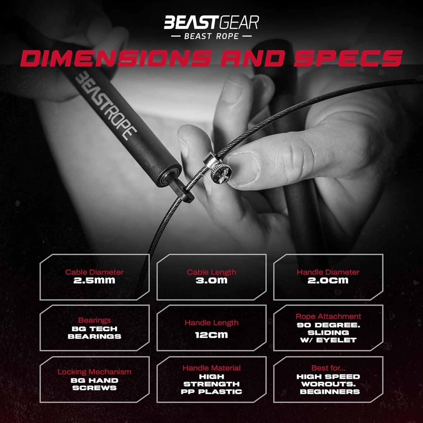 Beast Gear Skipping Rope Adult Boxing Speed Fitness Jump for MMA HIIT Workout