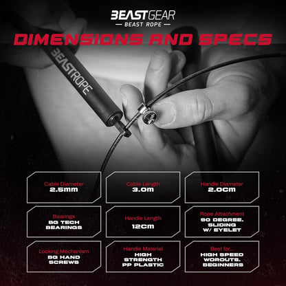 Beast Gear Skipping Rope Adult Boxing Speed Fitness Jump for MMA HIIT Workout