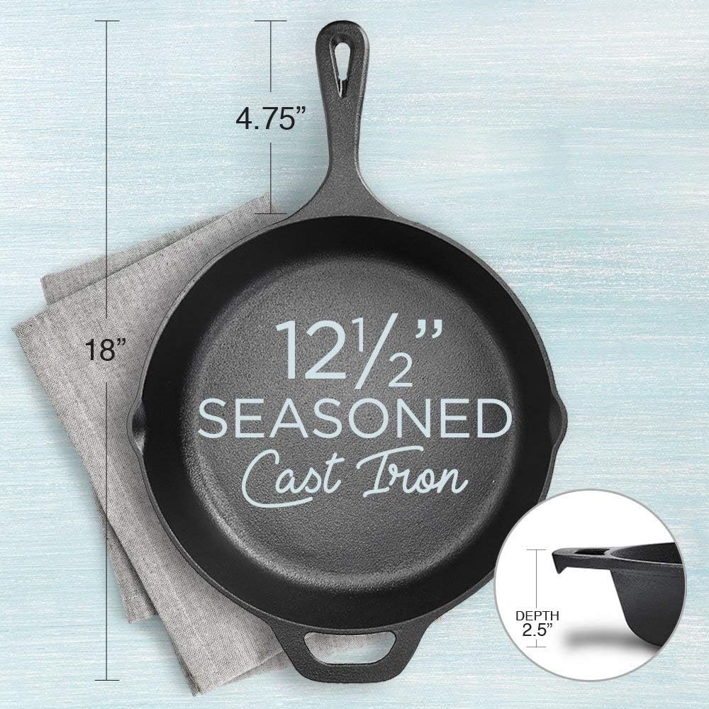 FRESH AUSTRALIAN KITCHEN Pre-Seasoned Cast Iron Skillet Frying Pan 30cm (12 Inch) Oven Safe Cookware, Perfect Camping Fry Pan, Indoors and Outdoor Pan