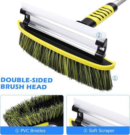 CLISPEED Ice Scraper for Car Windshield, 42" Snow Removal Telescoping Brush,3-in-1 Extendable Snow Broom with Foam Grip 270° Pivoting Head