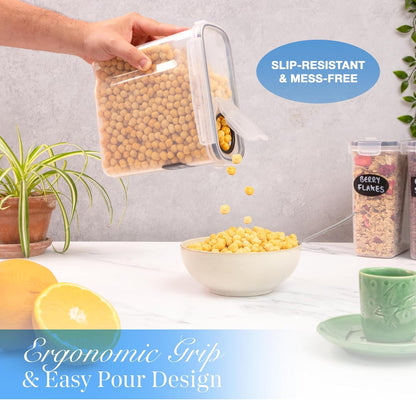 Cereal Storage Containers – 3Pcs Set Plastic Food Storage Containers – Practical Cereal Dispenser – Food Grade and BPA Free