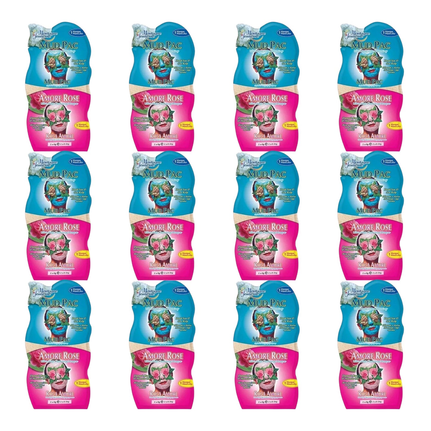 7th Heaven Mud Pac/Amore Rose Duo Masques 2 x 8ml (12 Qty)