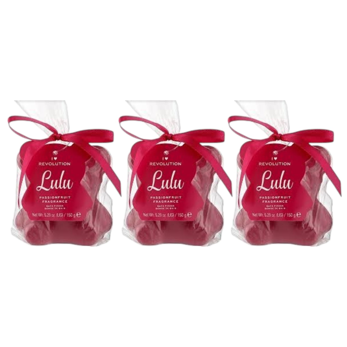 3 x I Heart Revolution Lulu Teddy Bear Fizzer Passionfruit Fragrance 150g (450g)