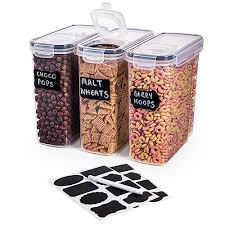 Cereal Storage Containers – 3Pcs Set Plastic Food Storage Containers – Practical Cereal Dispenser – Food Grade and BPA Free