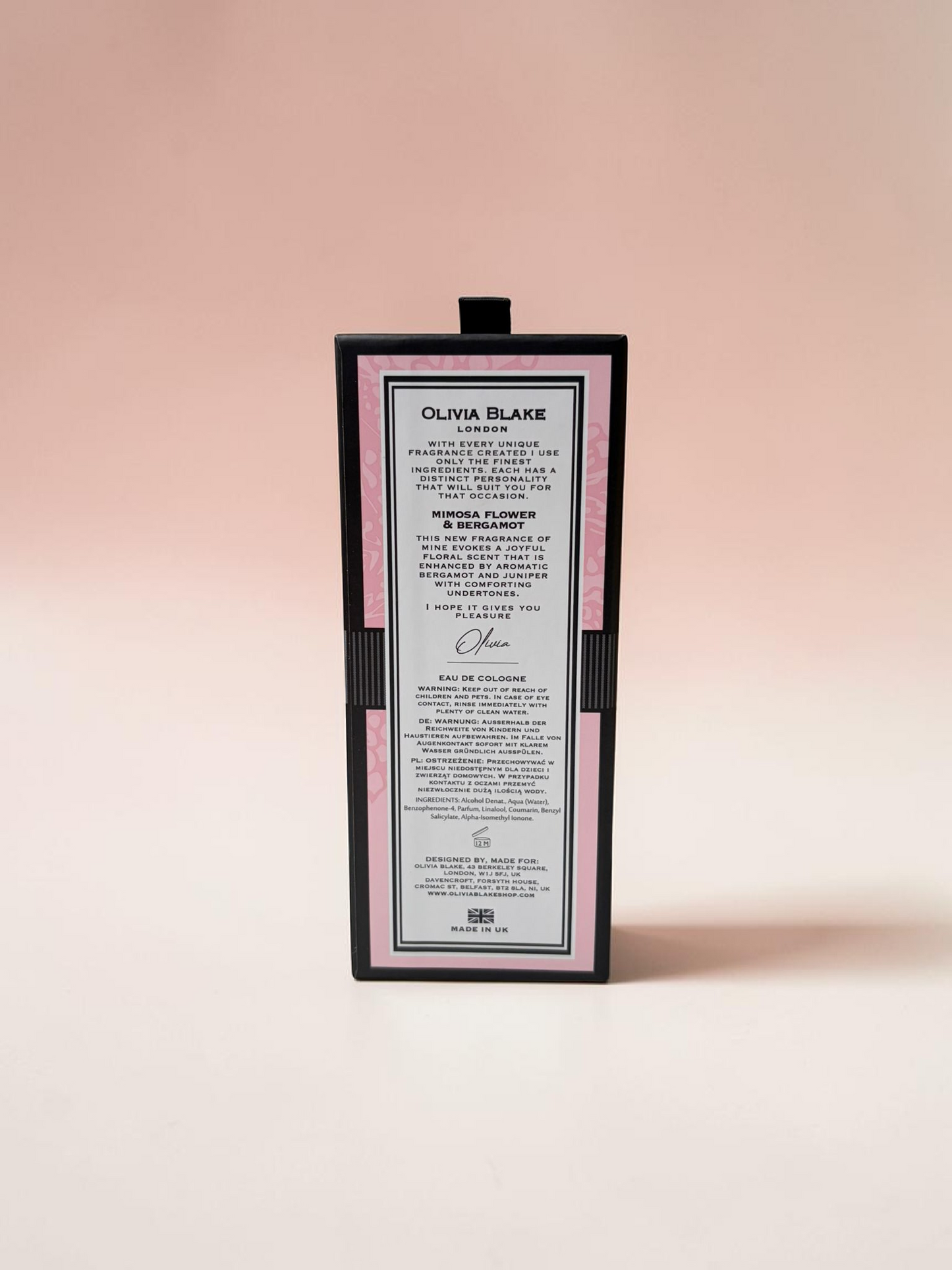 Olivia Blake Mimosa Flower & Bergamot Eau de Cologne Womens Perfume 100ml